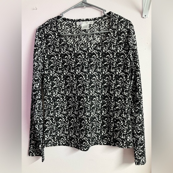 Kiara Women’s Long Sleeve Top/Blouse, Medium, Crinkle Fabric, Black//White - Picture 3 of 4